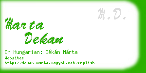 marta dekan business card